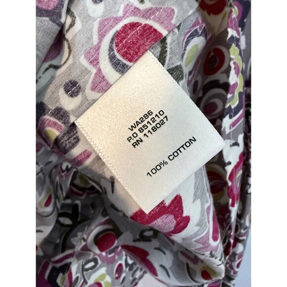 BODEN gray pink retro floral button down longline 100% cotton tunic top blouse - Picture 7 of 7